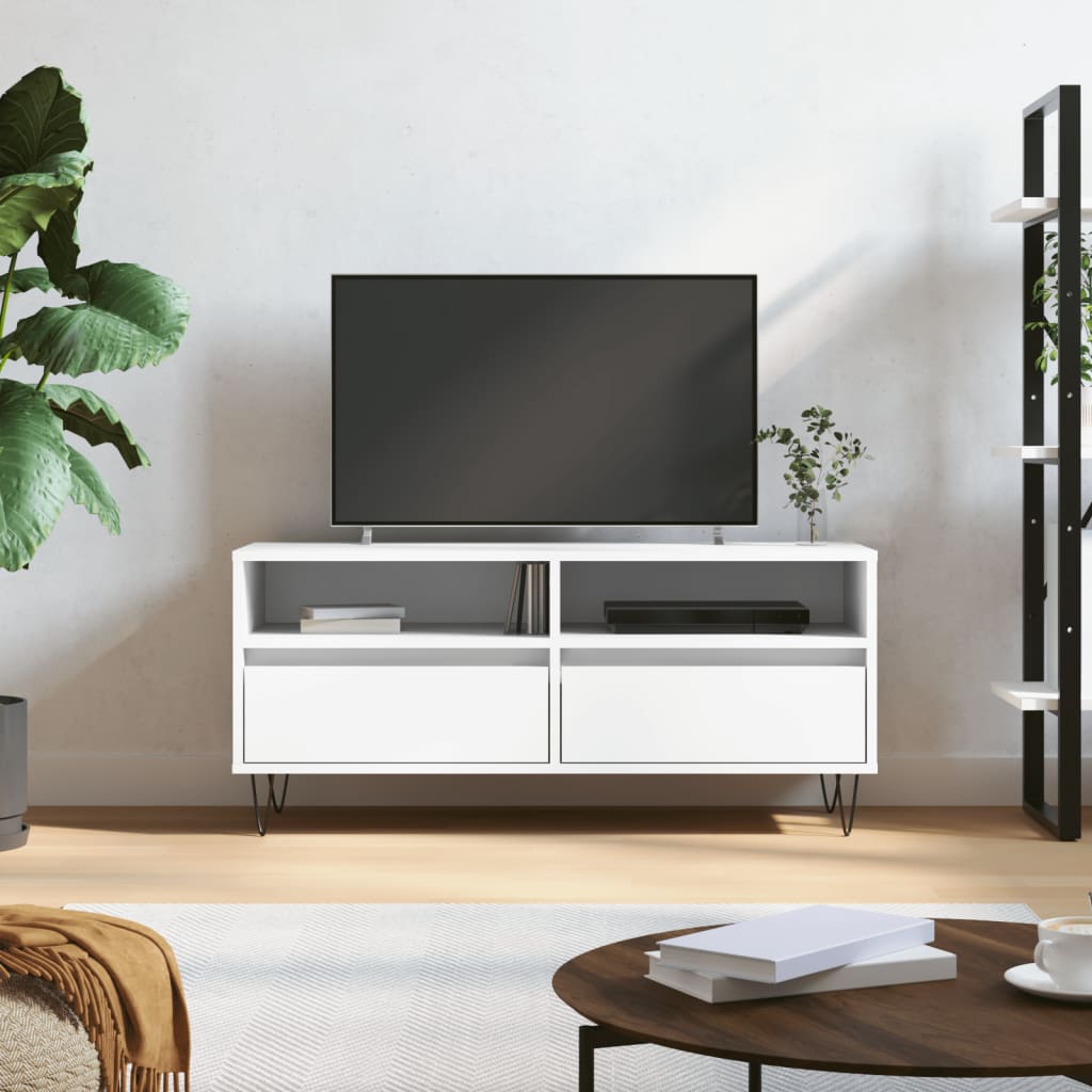 TV Cabinet White 100x34,5x44,5 cm Engineered Wood