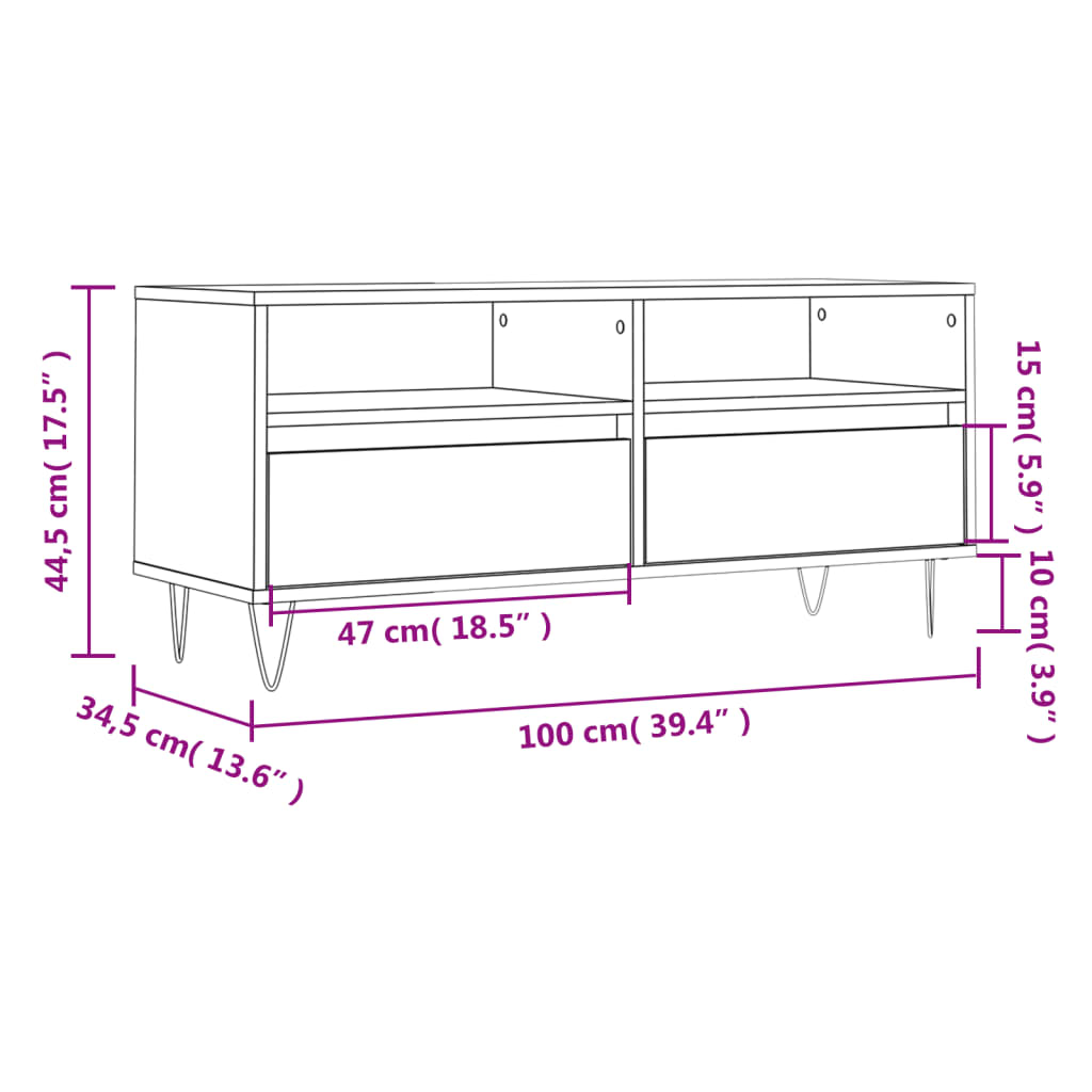 TV Cabinet Concrete Grey 100x34,5x44,5 cm Engineered Wood