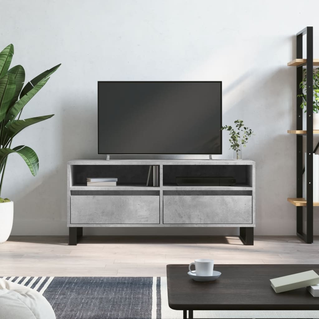 vidaXL TV Cabinet Concrete Grey 100x34.5x44.5 cm Engineered Wood