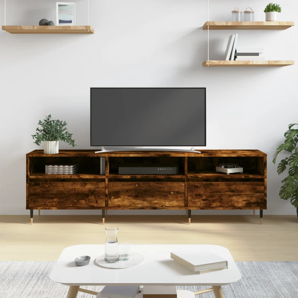 TV Cabinet Smoked Oak 150x30x44,5 cm Engineered Wood