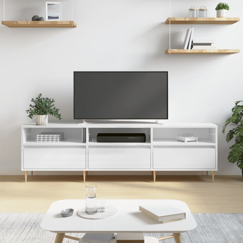 TV Cabinet High Gloss White 150x30x44,5 cm Engineered Wood