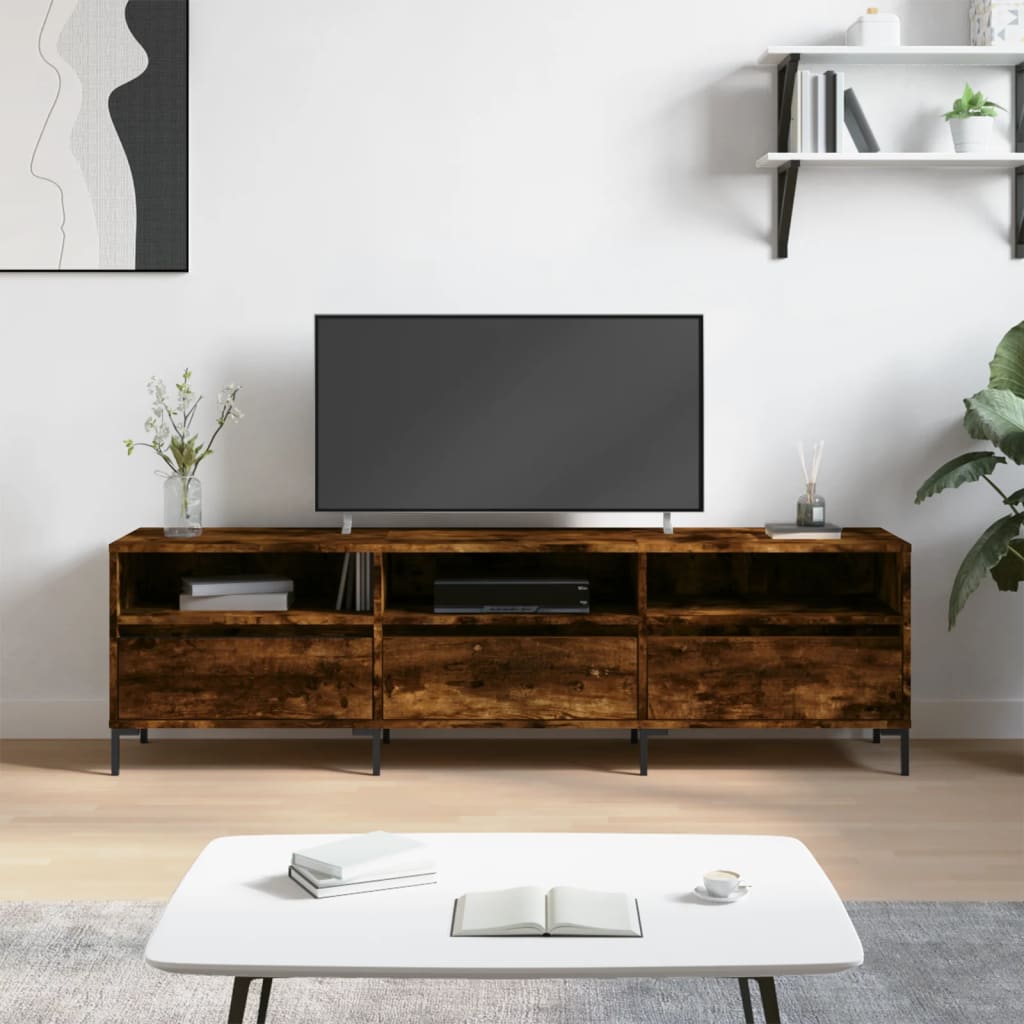 TV Cabinet Smoked Oak 150x30x44,5 cm Engineered Wood