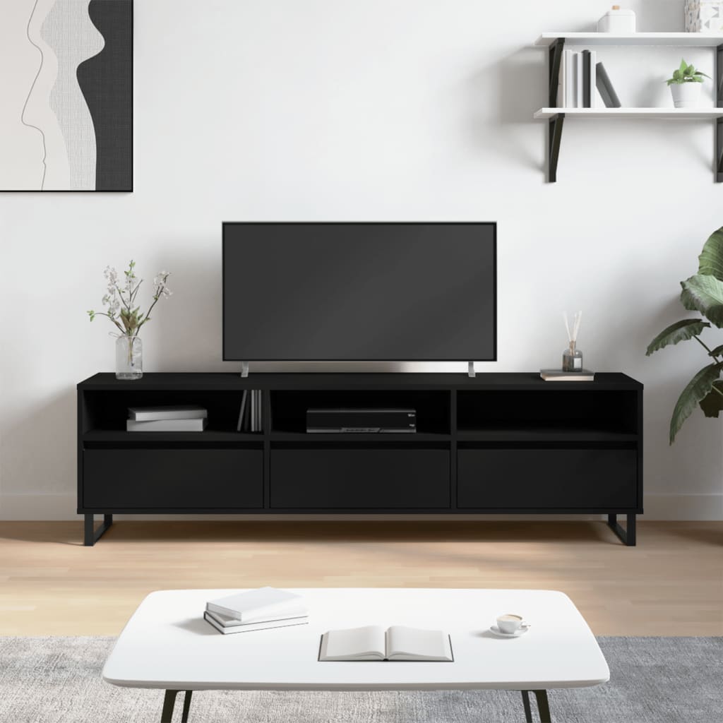 vidaXL TV Cabinet Black 150x30x44.5 cm Engineered Wood