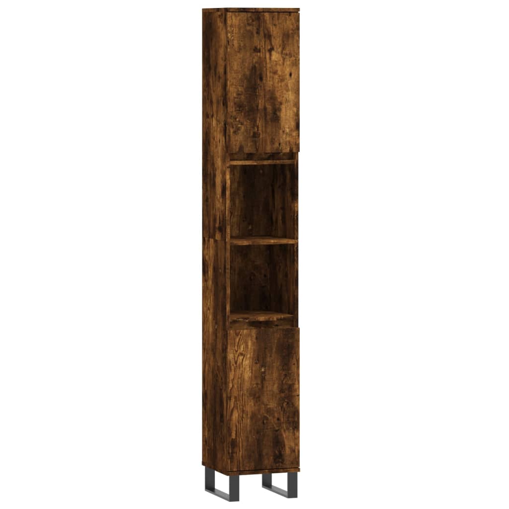 vidaXL Bathroom Cabinet Smoked Oak 30x30x190 cm Engineered Wood