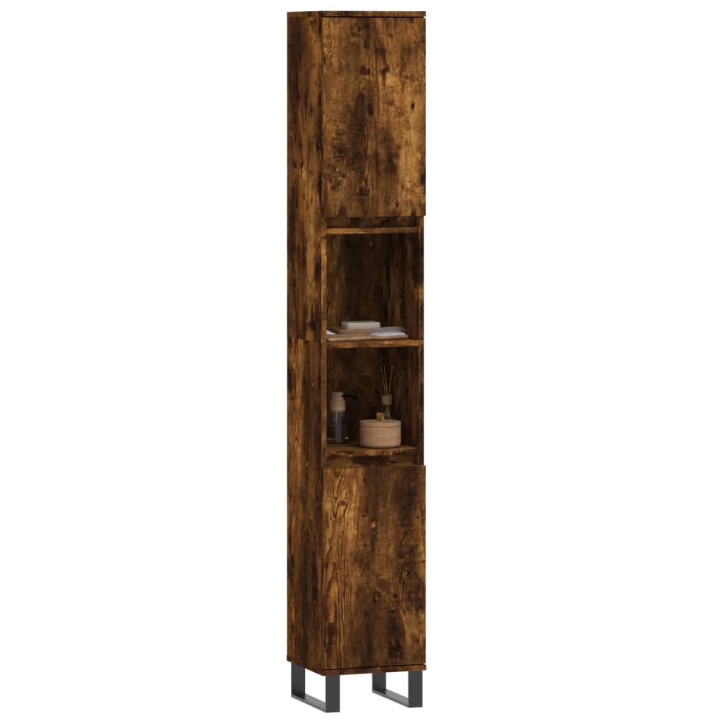 vidaXL Bathroom Cabinet Smoked Oak 30x30x190 cm Engineered Wood