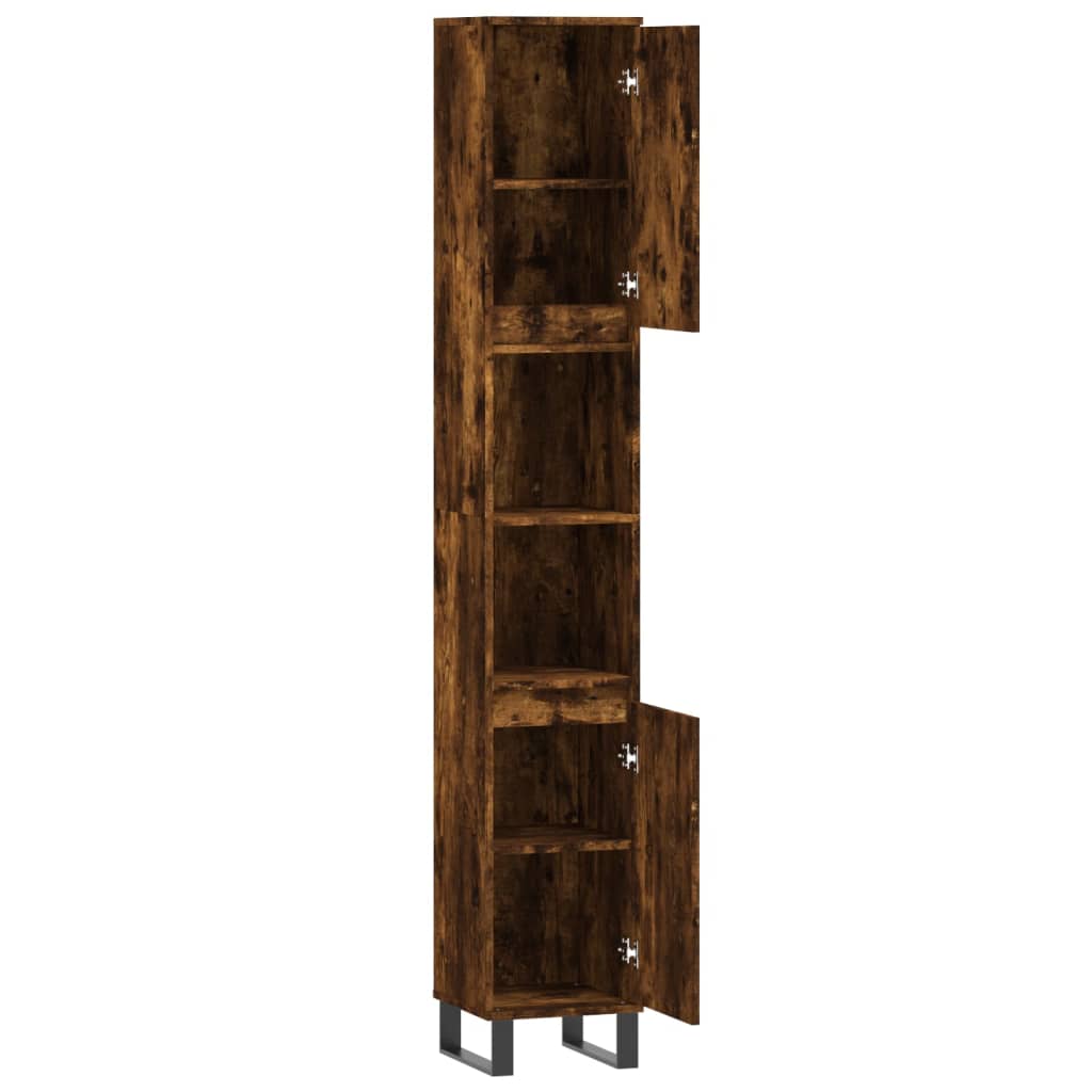 vidaXL Bathroom Cabinet Smoked Oak 30x30x190 cm Engineered Wood