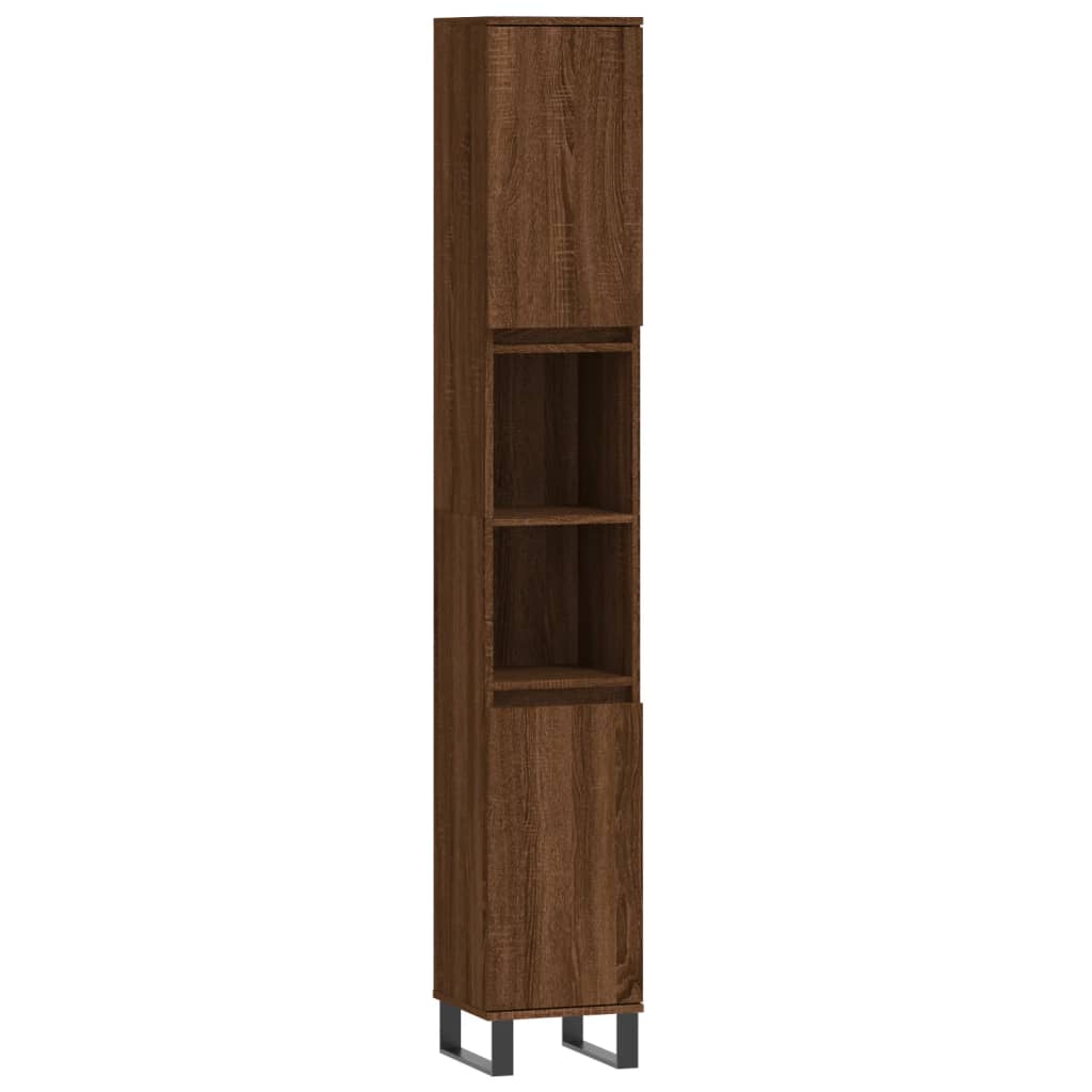 vidaXL Bathroom Cabinet Brown Oak 30x30x190 cm Engineered Wood