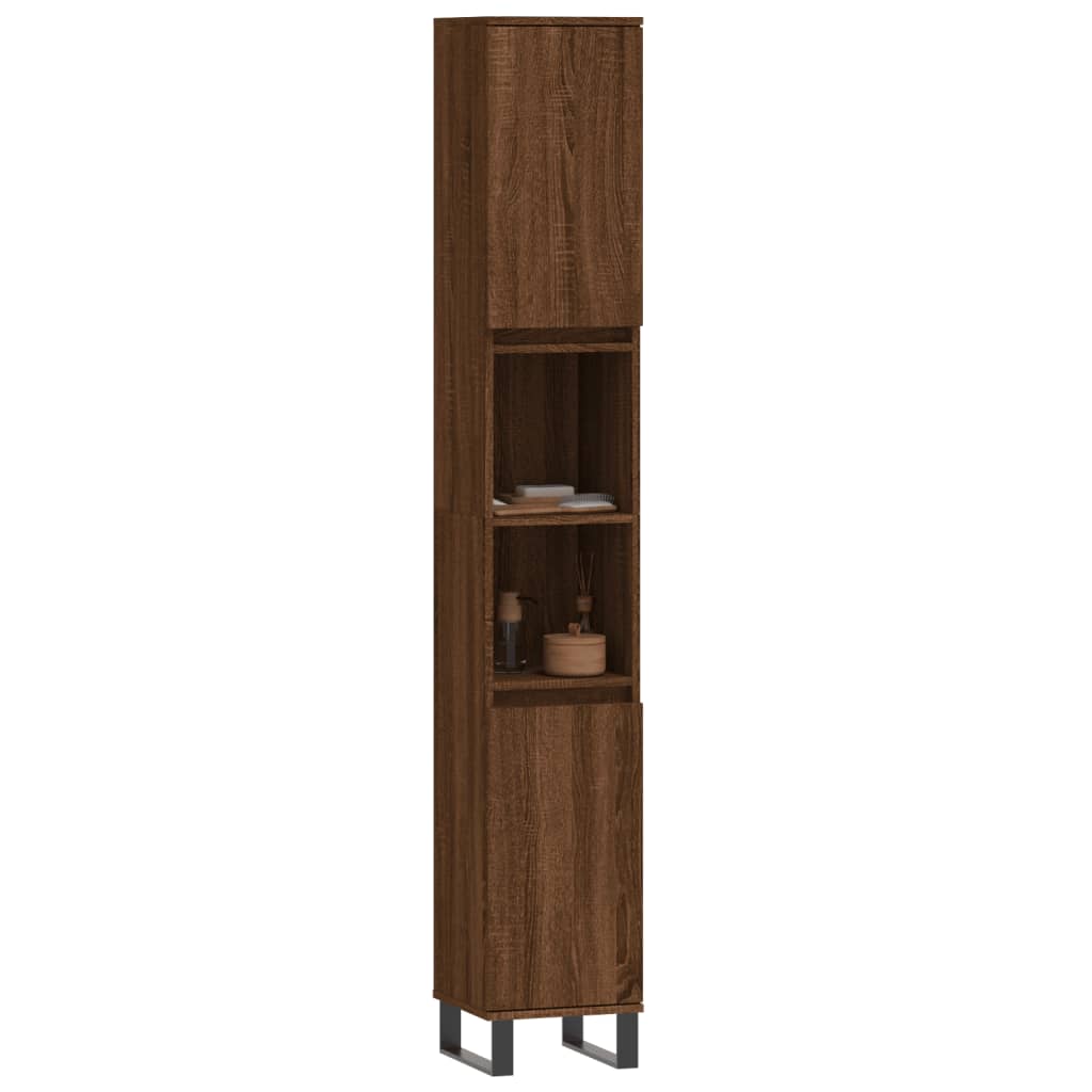 vidaXL Bathroom Cabinet Brown Oak 30x30x190 cm Engineered Wood