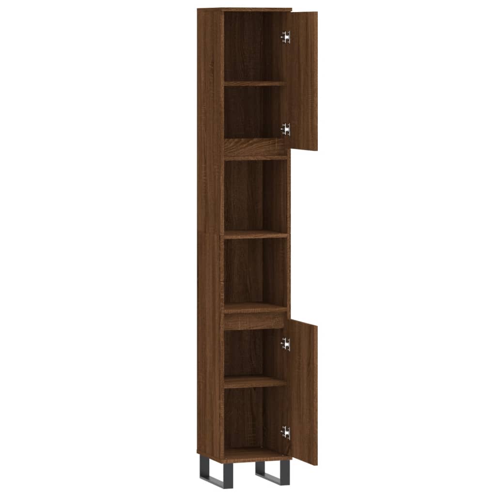 vidaXL Bathroom Cabinet Brown Oak 30x30x190 cm Engineered Wood