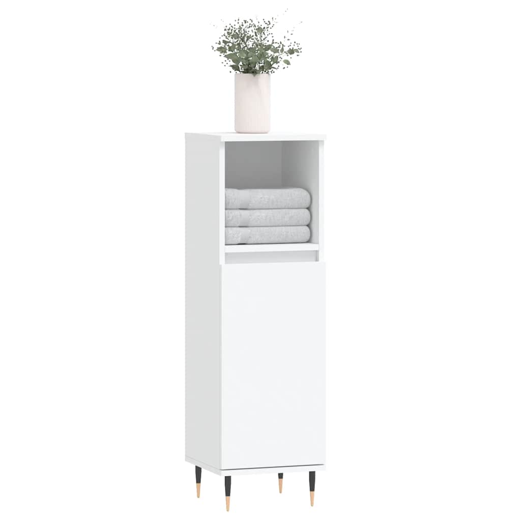 Bathroom Cabinet White 30x30x100 cm Engineered Wood