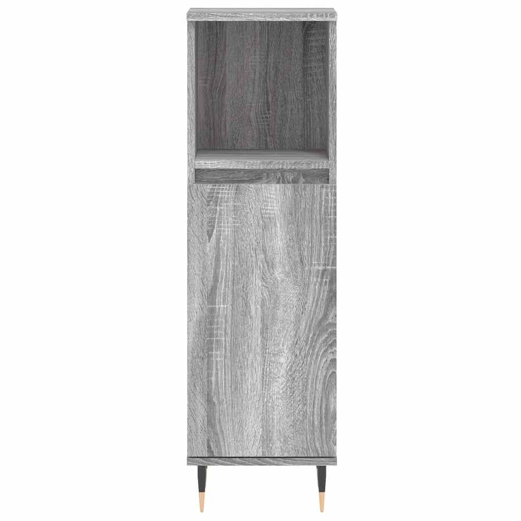 Bathroom Cabinet Grey Sonoma 30x30x100 cm Engineered Wood