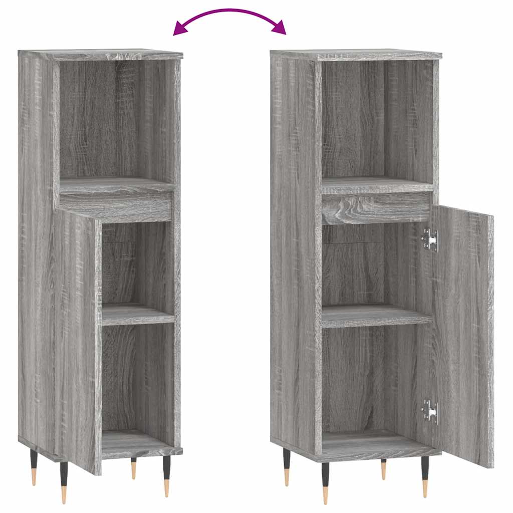Bathroom Cabinet Grey Sonoma 30x30x100 cm Engineered Wood