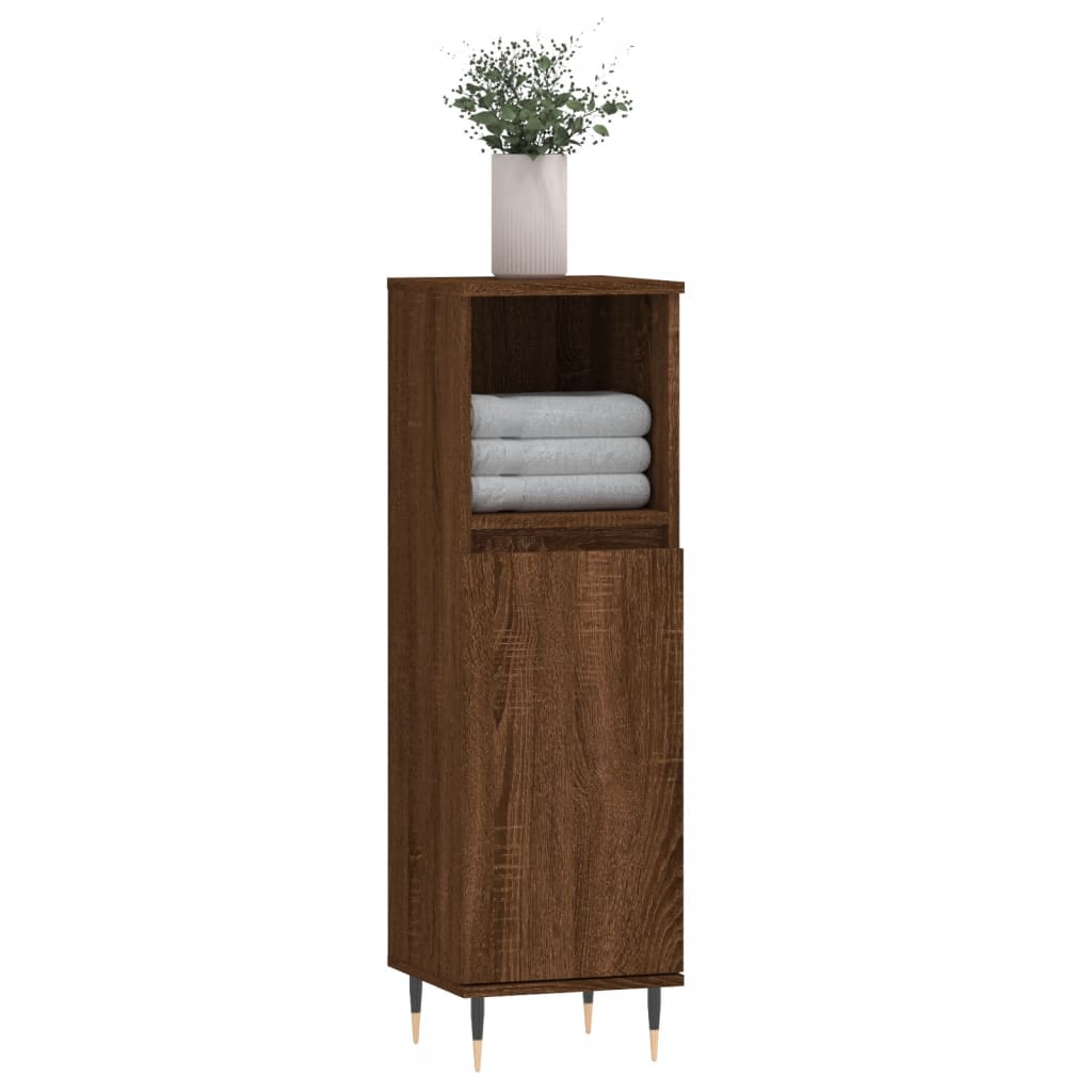 vidaXL Bathroom Cabinet Brown Oak 30x30x100 cm Engineered Wood