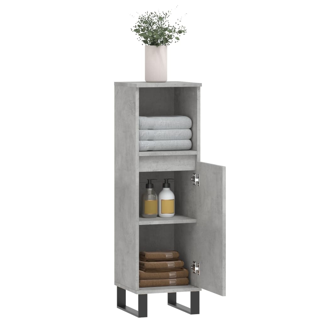 vidaXL Bathroom Cabinet Concrete Grey 30x30x100 cm Engineered Wood