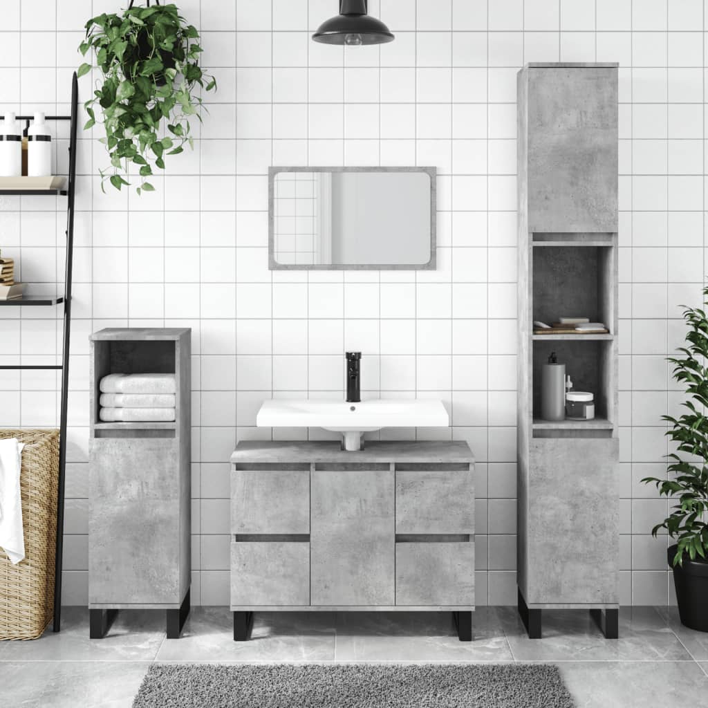 vidaXL Bathroom Cabinet Concrete Grey 30x30x100 cm Engineered Wood