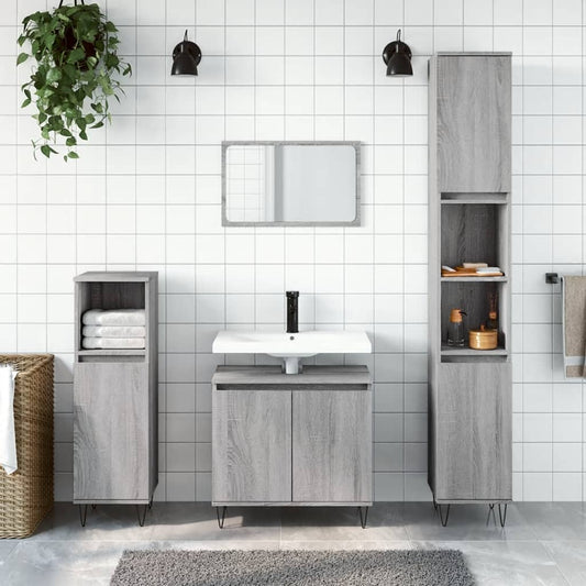 vidaXL Bathroom Cabinet Grey Sonoma 58x33x60 cm Engineered Wood