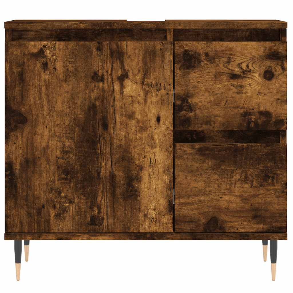 Bathroom Cabinet Smoked Oak 65x33x60 cm Engineered Wood