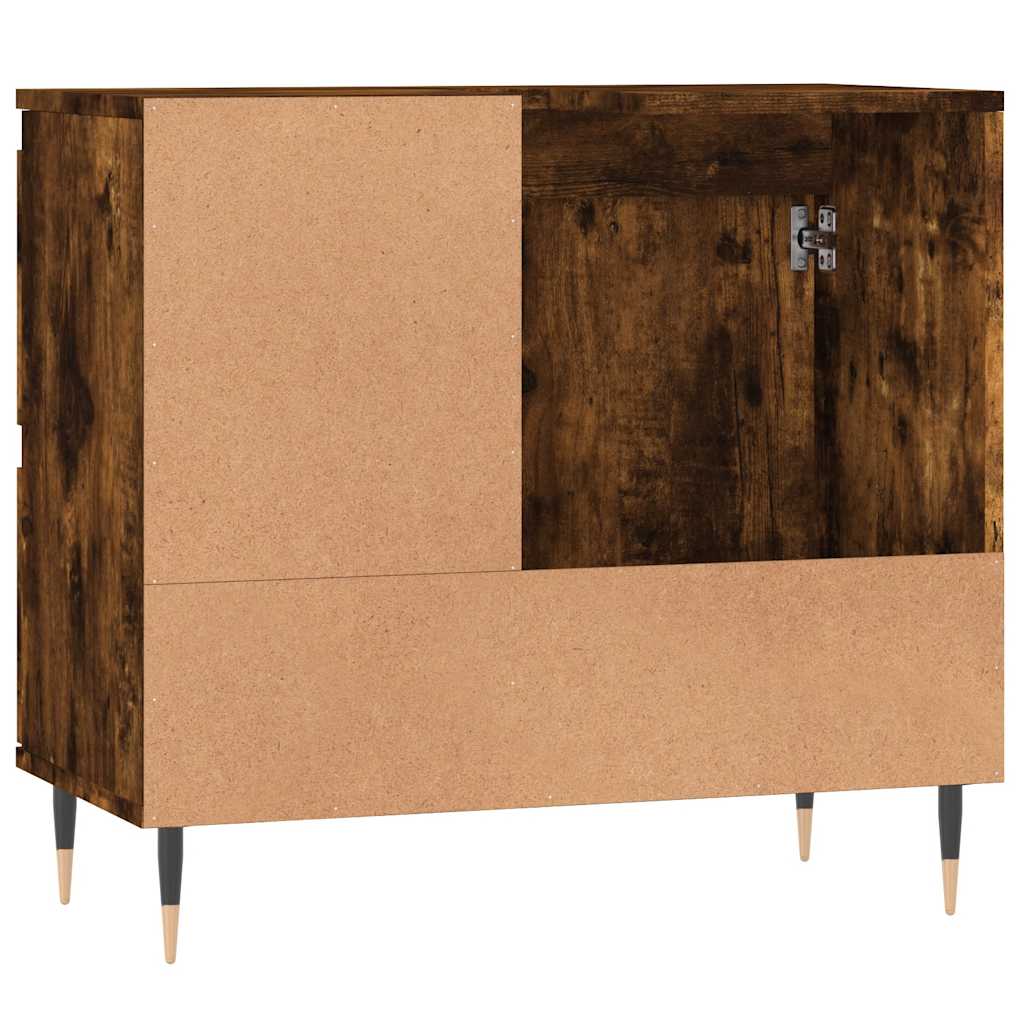 Bathroom Cabinet Smoked Oak 65x33x60 cm Engineered Wood