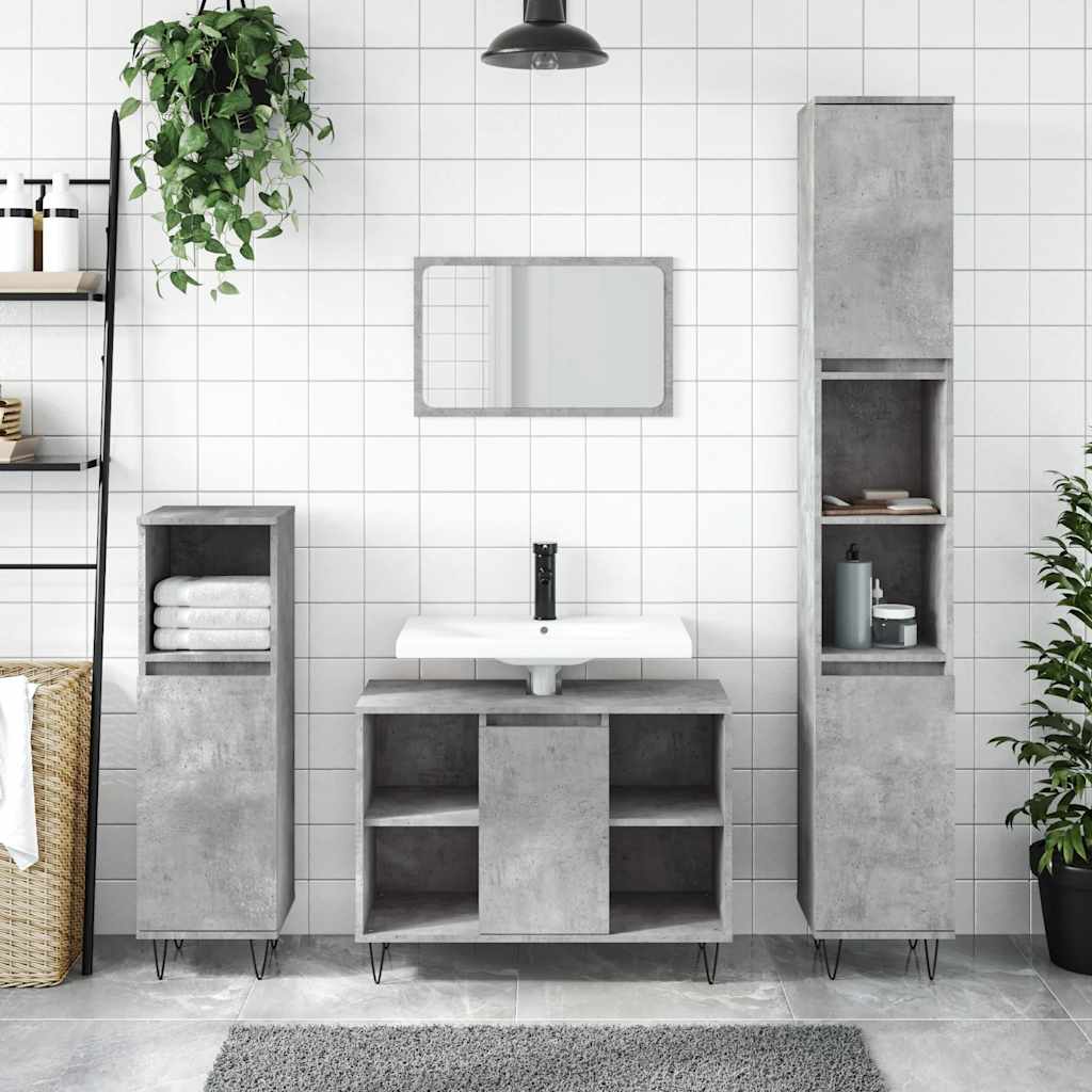 Bathroom Cabinet Concrete Grey 80x33x60 cm Engineered Wood
