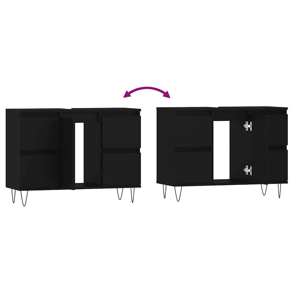 Bathroom Cabinet Black 80x33x60 cm Engineered Wood