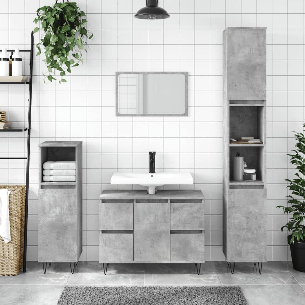 vidaXL Bathroom Cabinet Concrete Grey 80x33x60 cm Engineered Wood