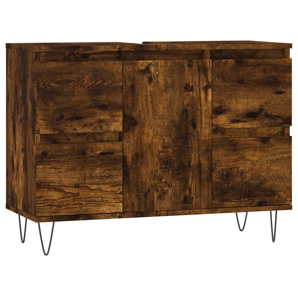 Bathroom Cabinet Smoked Oak 80x33x60 cm Engineered Wood