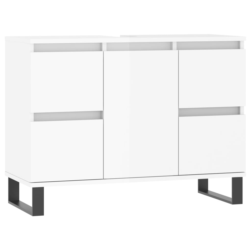 vidaXL Bathroom Cabinet High Gloss White 80x33x60 cm Engineered Wood