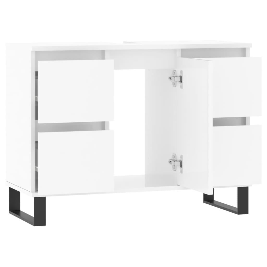 vidaXL Bathroom Cabinet High Gloss White 80x33x60 cm Engineered Wood