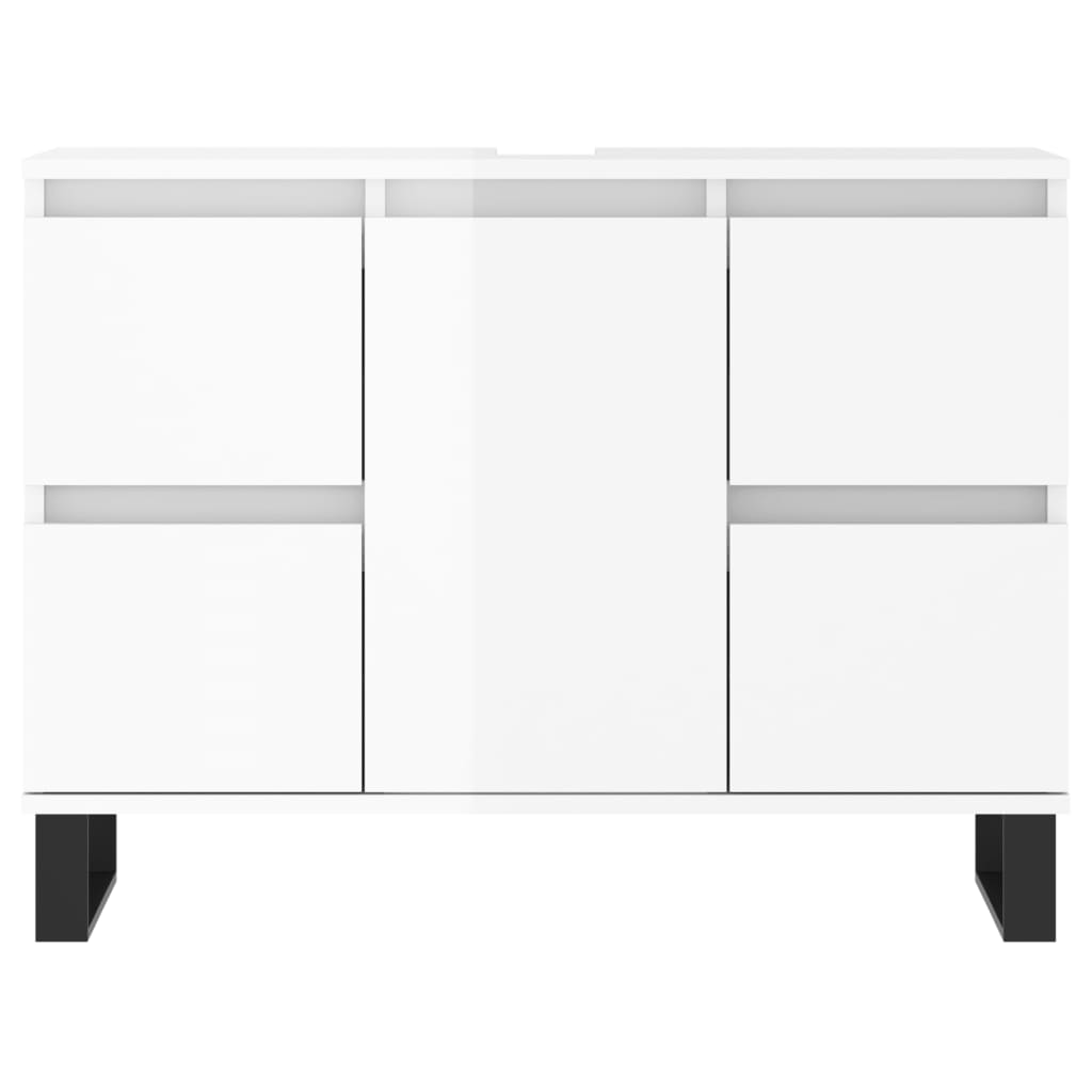 vidaXL Bathroom Cabinet High Gloss White 80x33x60 cm Engineered Wood