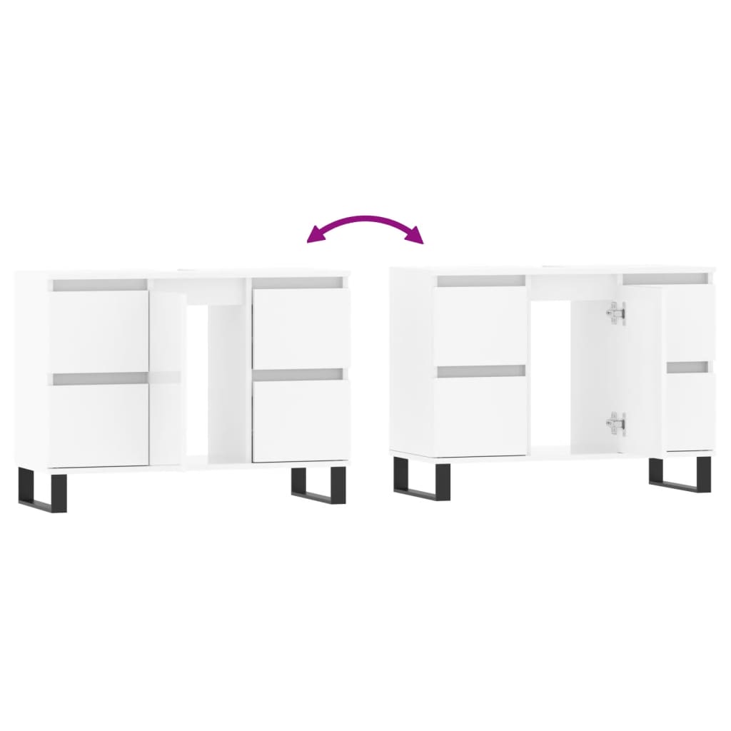 vidaXL Bathroom Cabinet High Gloss White 80x33x60 cm Engineered Wood