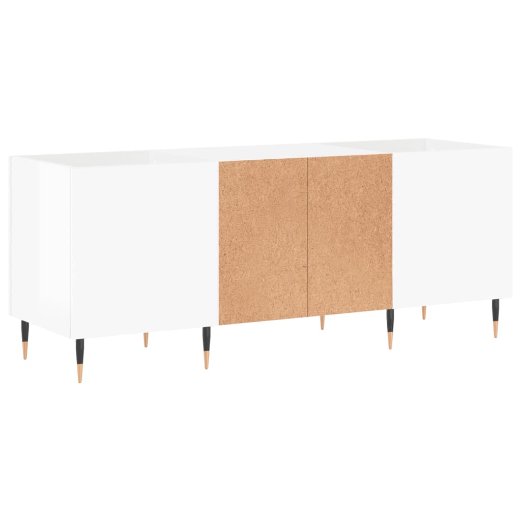 Record Cabinet High Gloss White 121x38x48 cm Engineered Wood