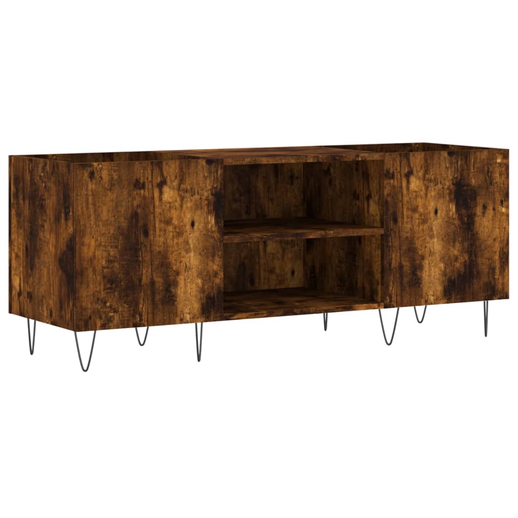Record Cabinet Smoked Oak 121x38x48 cm Engineered Wood