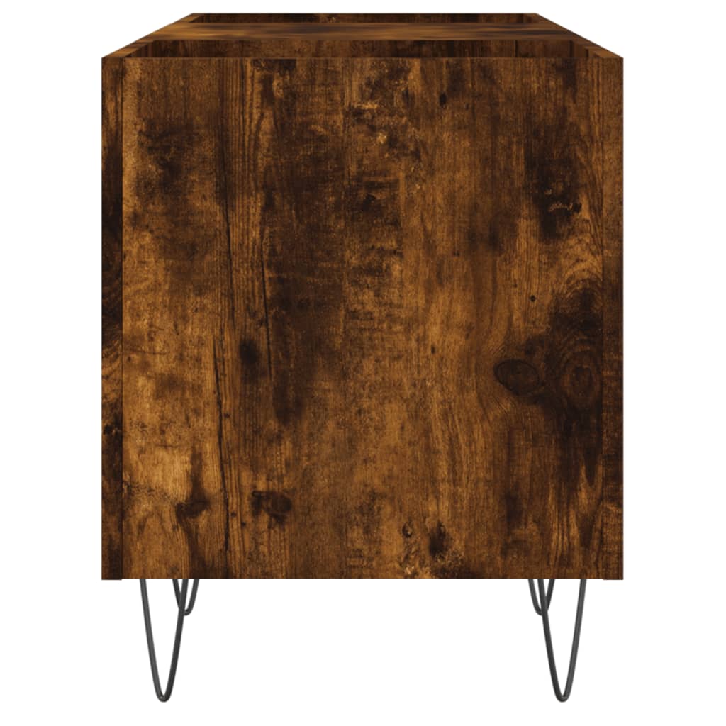 Record Cabinet Smoked Oak 121x38x48 cm Engineered Wood