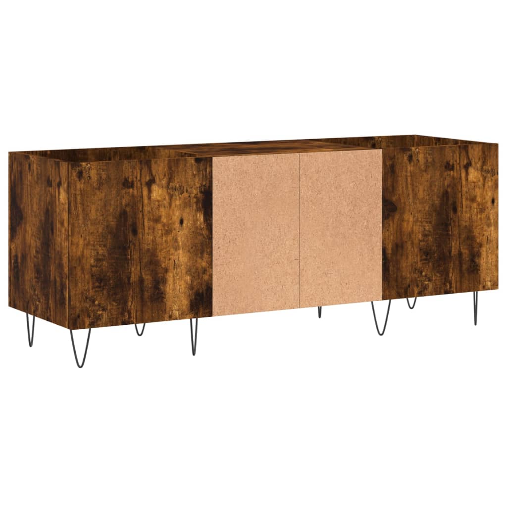 Record Cabinet Smoked Oak 121x38x48 cm Engineered Wood