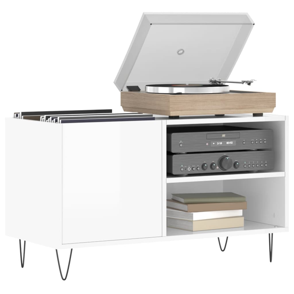 vidaXL Record Cabinet High Gloss White 85x38x48 cm Engineered Wood