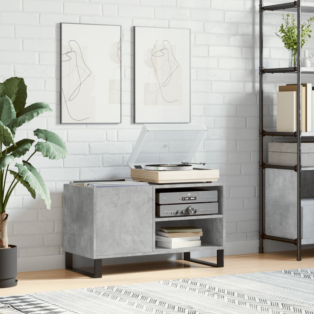 Record Cabinet Concrete Grey 85x38x48 cm Engineered Wood