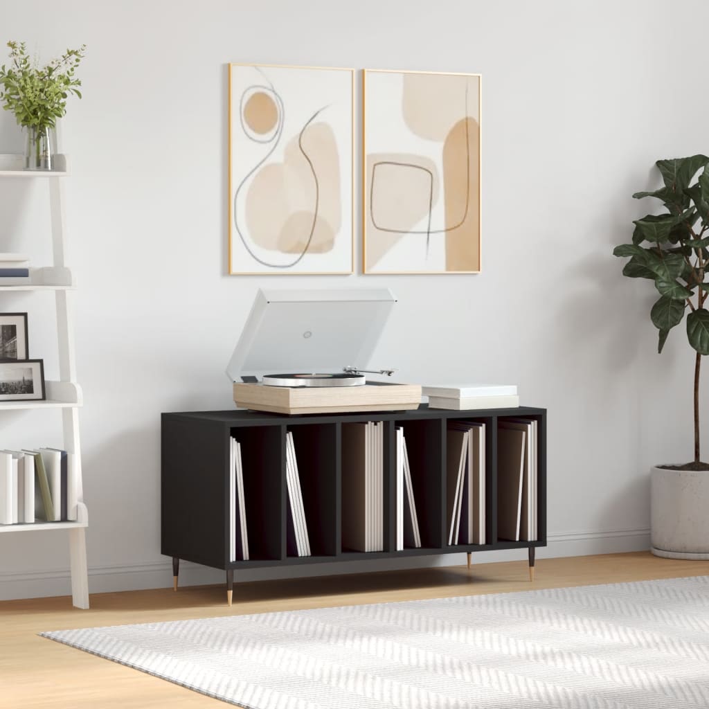 Record Cabinet | Black | Engineered wood | 100x38x48 cm