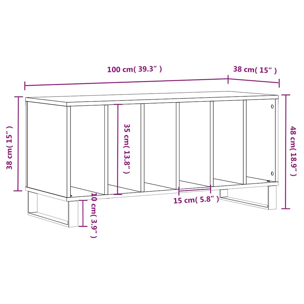Record Cabinet | Black | Engineered wood, iron | 100x38x48 cm