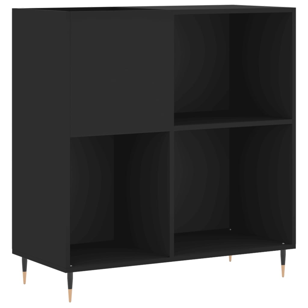Record Cabinet | Black | Engineered Wood | 84.5 x 38 x 89 cm | Modern