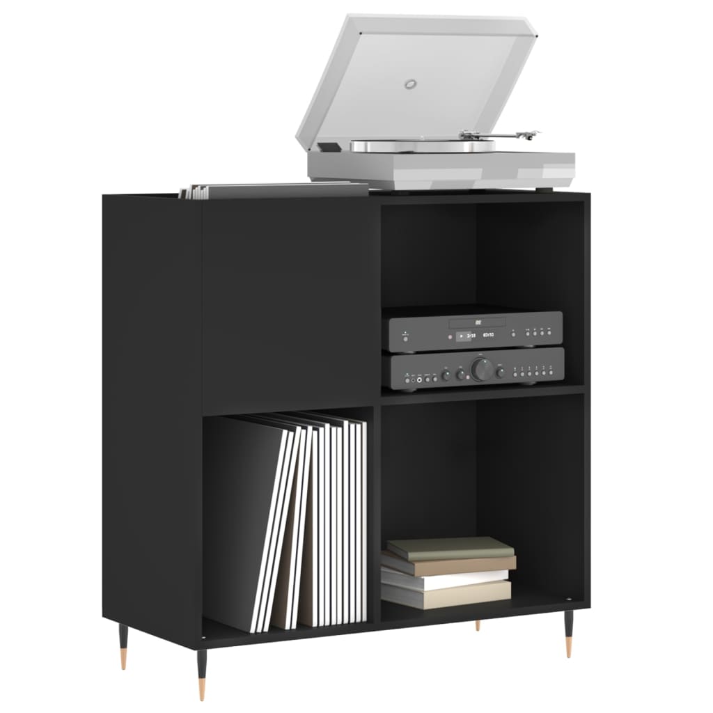 Record Cabinet | Black | Engineered Wood | 84.5 x 38 x 89 cm | Modern