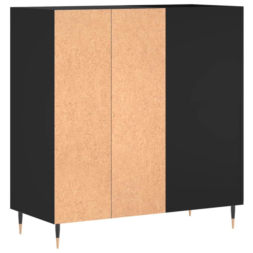 Record Cabinet | Black | Engineered Wood | 84.5 x 38 x 89 cm | Modern