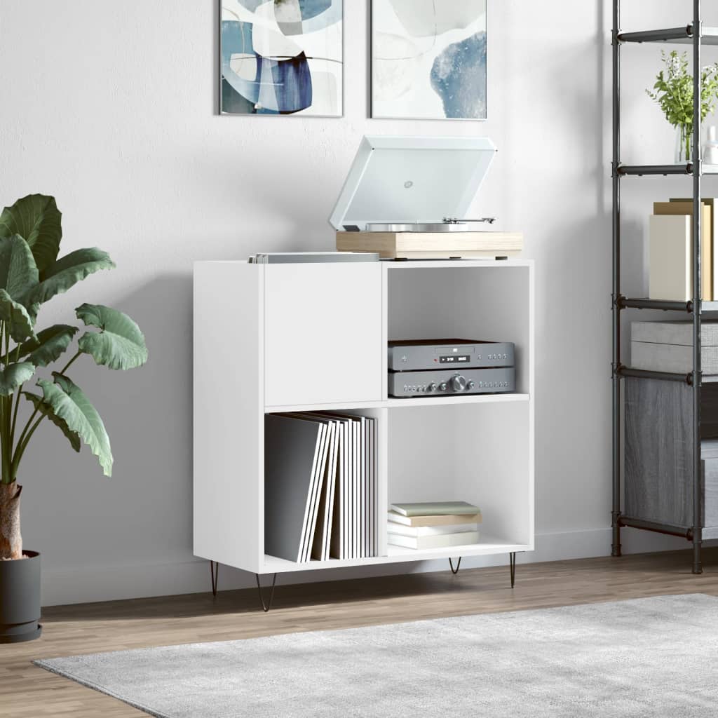 Record Cabinet White 84.5x38x89 cm Engineered Wood