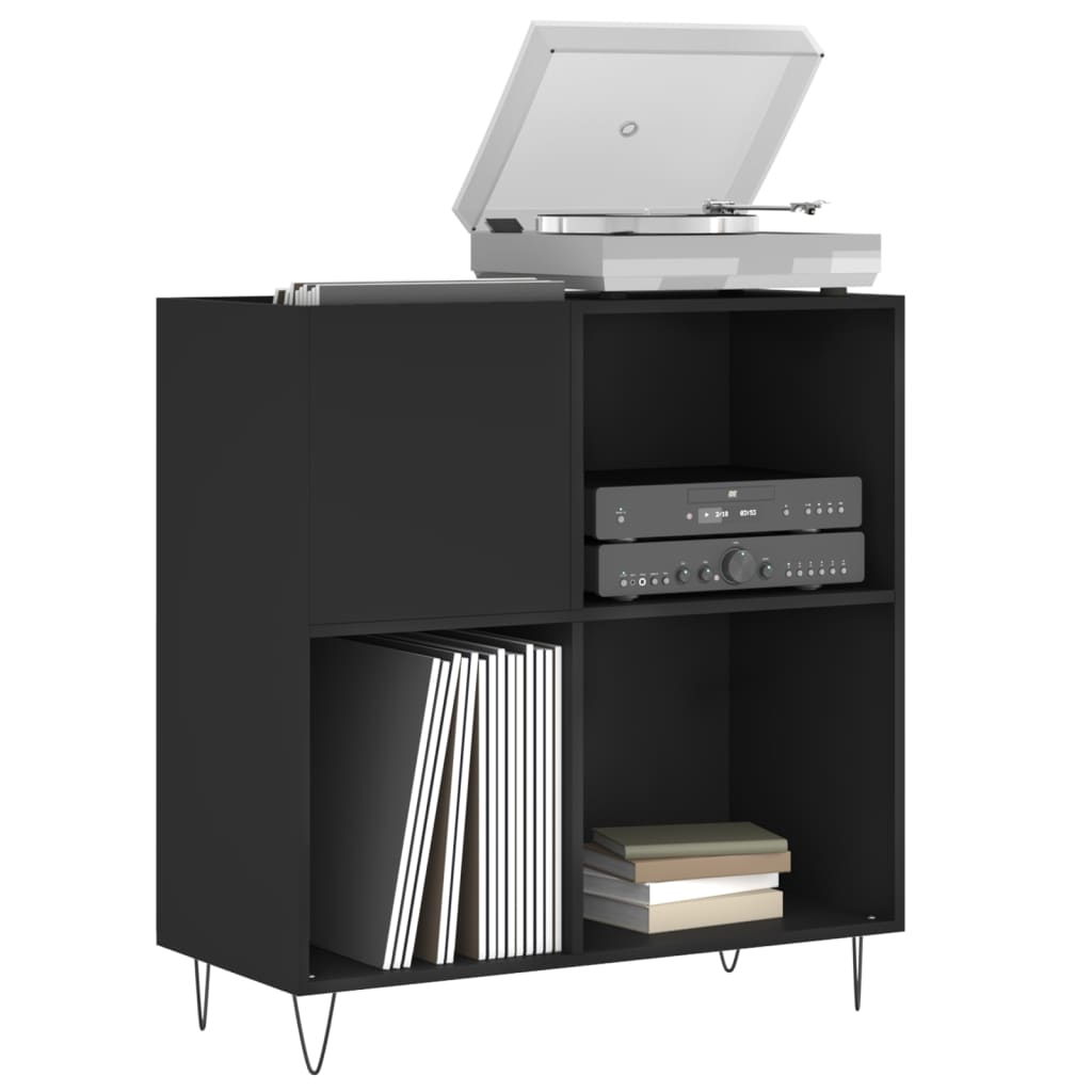 Record Cabinet | Black | Engineered wood, Iron | 84.5x38x89 cm