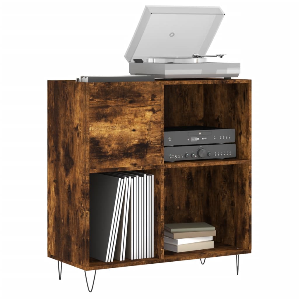 Record Cabinet Smoked Oak 84,5x38x89 cm Engineered Wood