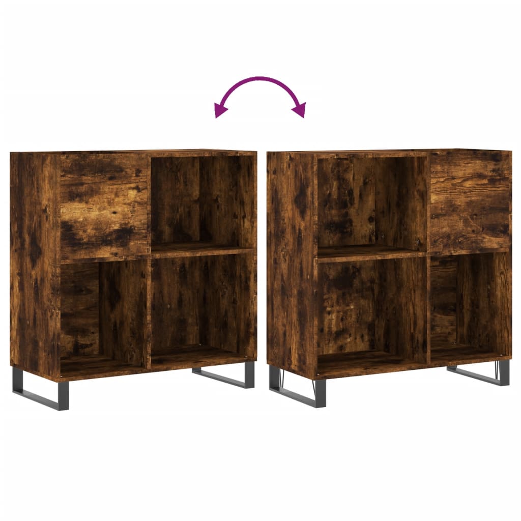 Record Cabinet Smoked Oak 84,5x38x89 cm Engineered Wood