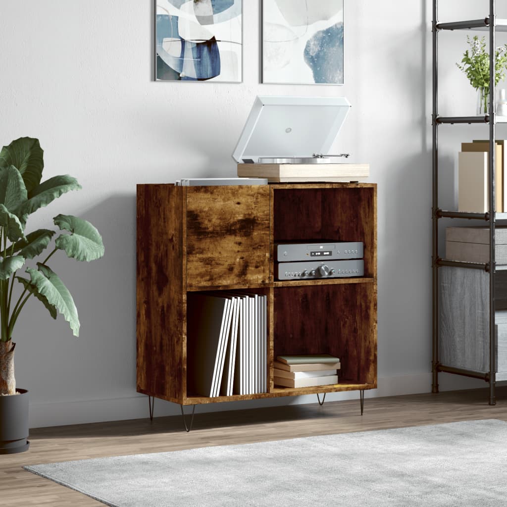 Record Cabinet Smoked Oak 84,5x38x89 cm Engineered Wood