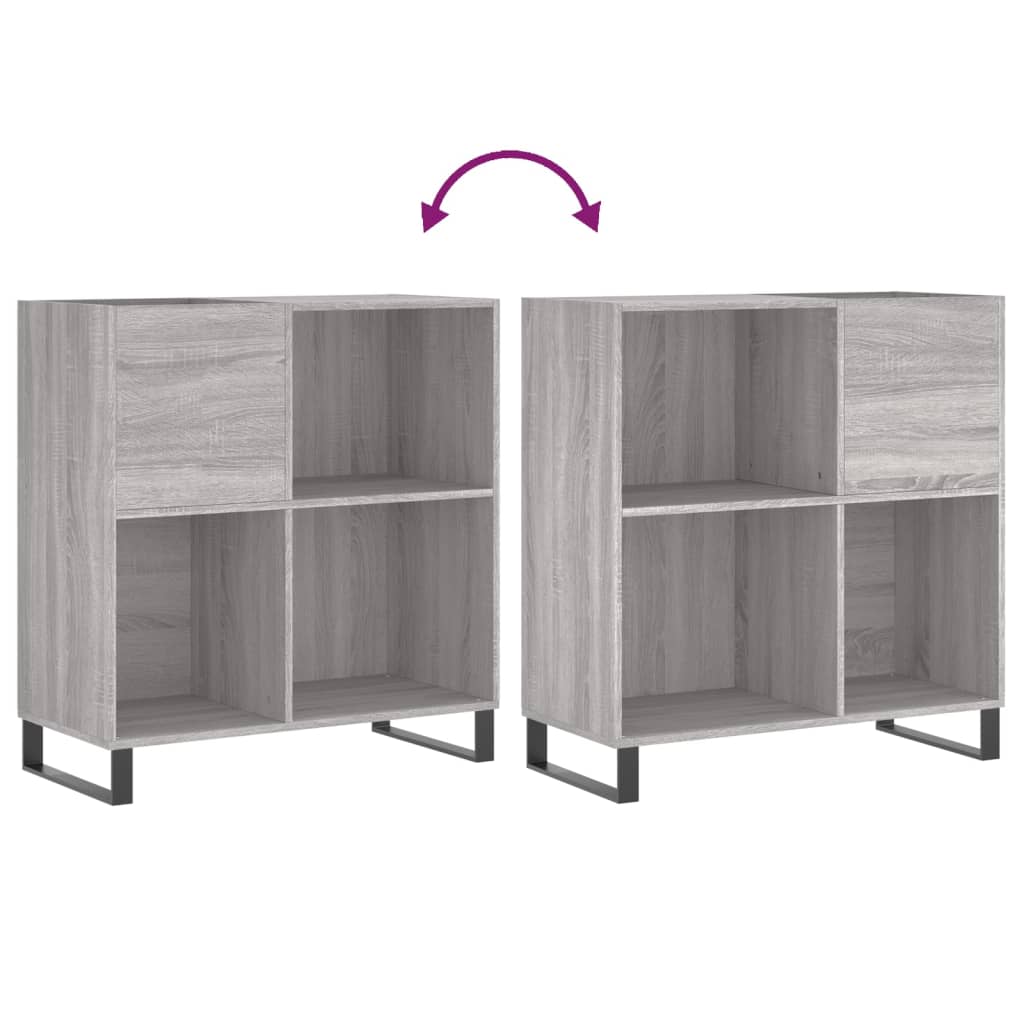 Record Cabinet Grey Sonoma 84.5x38x89 cm Engineered Wood