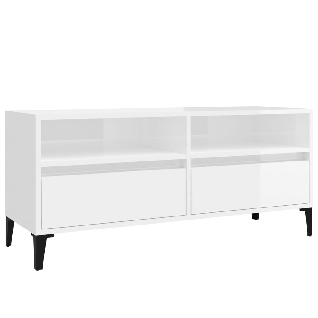 TV Cabinet High Gloss White 100x34,5x44,5 cm Engineered Wood