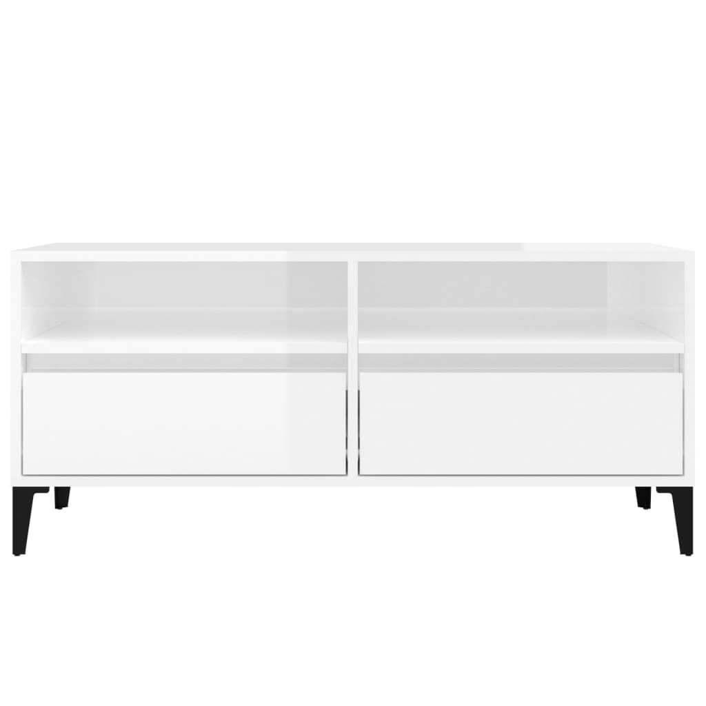 TV Cabinet High Gloss White 100x34,5x44,5 cm Engineered Wood