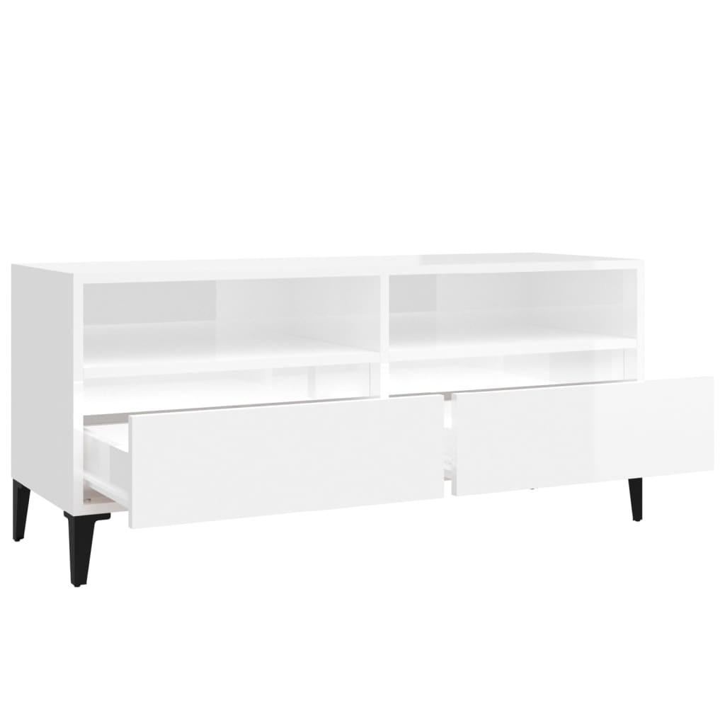 TV Cabinet High Gloss White 100x34,5x44,5 cm Engineered Wood